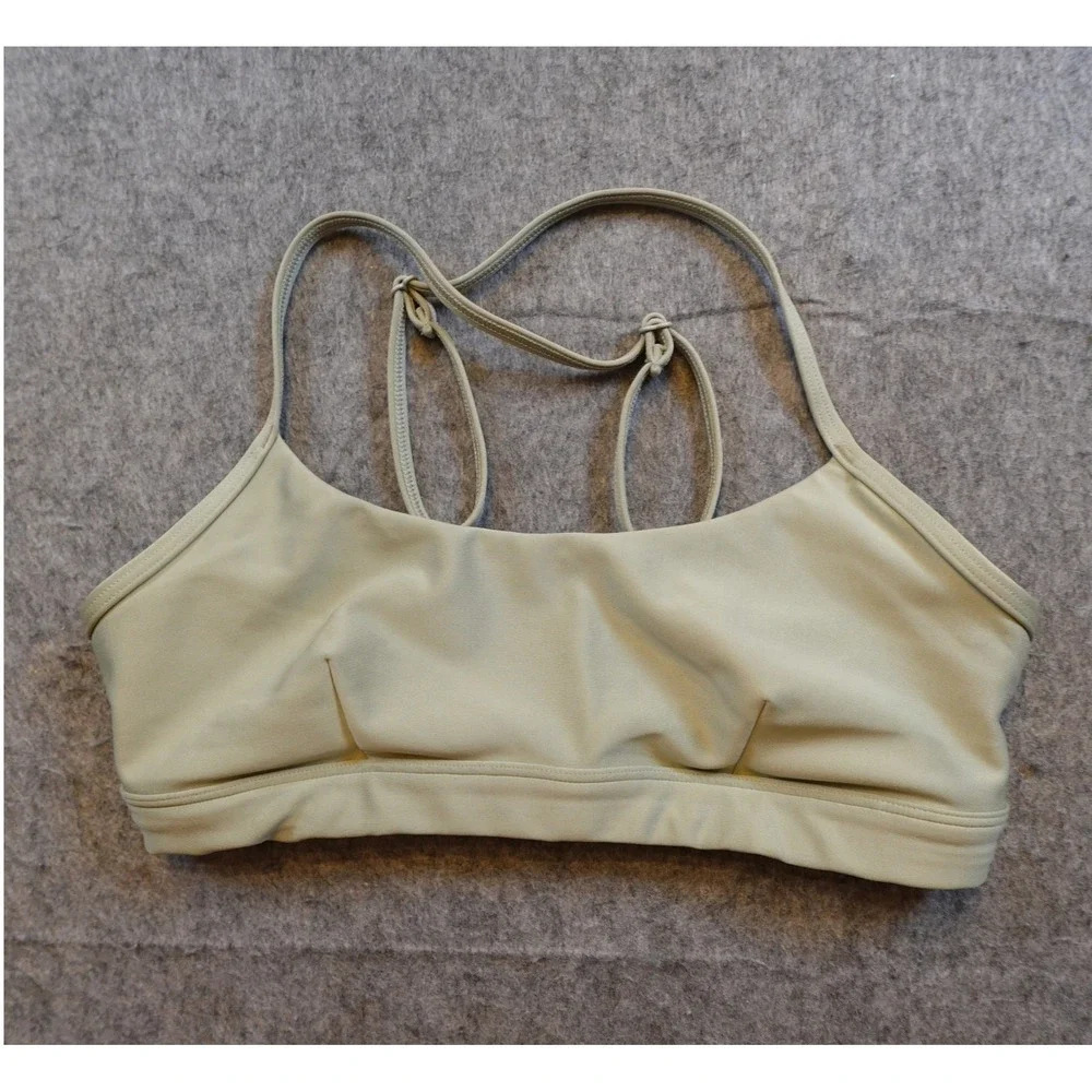 Alo Yoga Sports Bra Women Extra Small Sage Green Airlift Intrigue Strappy Gym